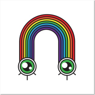 rainbow with eyes Posters and Art